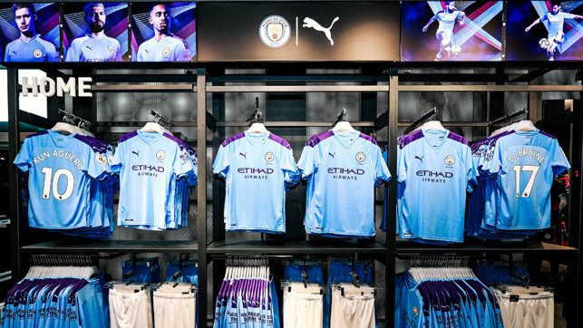 BLUE COLOURS: City's new 2019/20 PUMA home kit takes pride of place in the revamped City Store