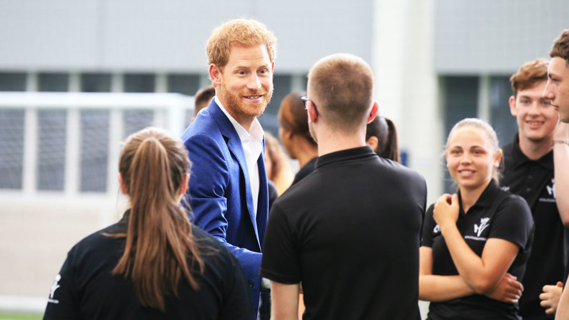 HRH Prince Harry meets Manchester City’s Coach Core apprentices