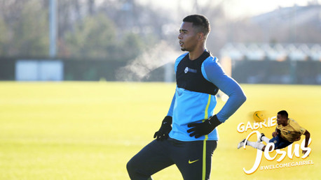 WELCOME GABRIEL: Jesus' first appearance at the CFA in his City training gear
