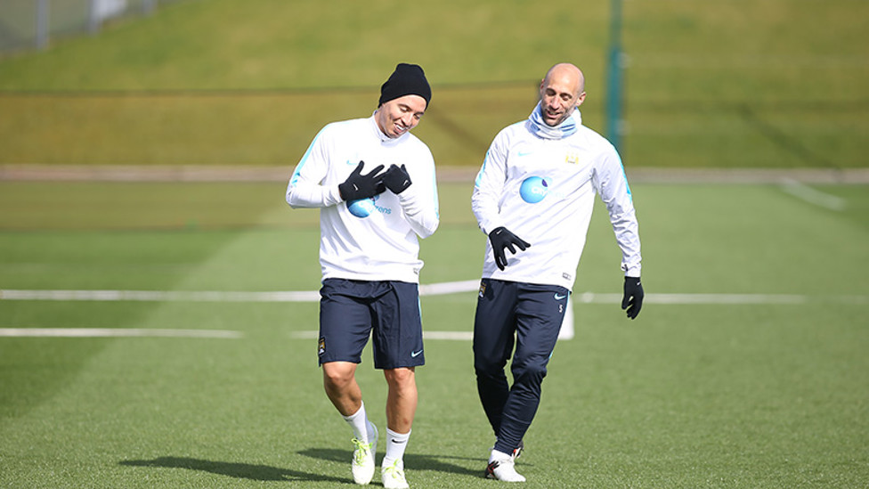 HE'S BACK: Zaba was delighted to see Nasri on the training ground