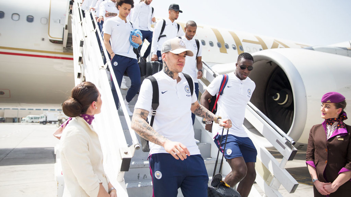 TOUCHDOWN: The players land in Abu Dhabi