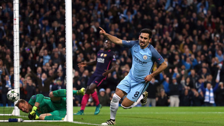 SCREAM: Gundogan celebrates a goal against Barcelona in 2016