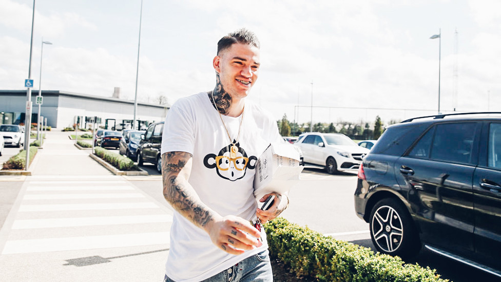 KEEPING WELL: Ederson arrives at the CFA.