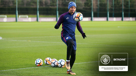 BACK: Gabriel Jesus trained with his team-mates for the first time since suffering a knee injury.