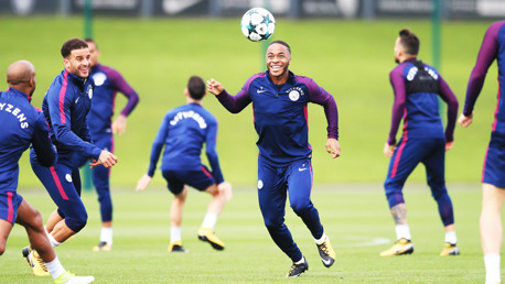 JUST CHAMPION: Raheem Sterling prepares for the match