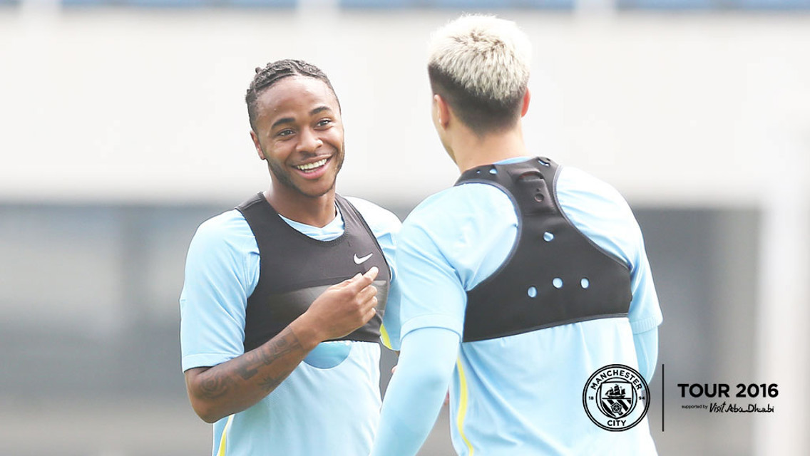 BACK TOGETHER: Nasri and Sterling catch up after the summer.