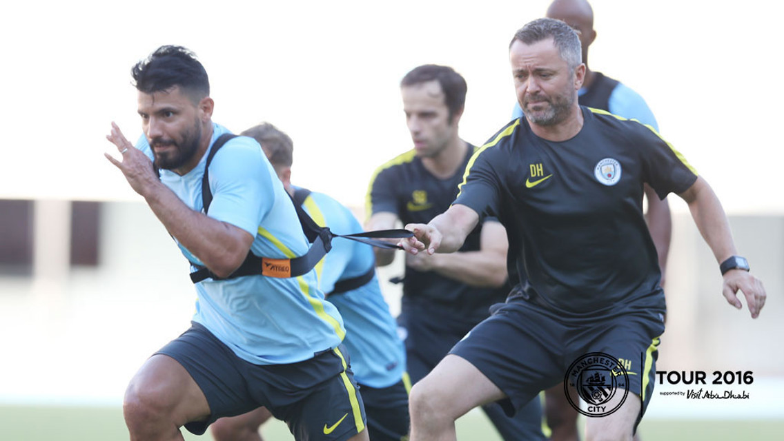 HARD YARDS: Aguero puts it in.