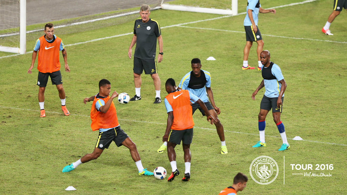 DEFENSIVE DUO: Local boys Cameron and Tosin get stuck in.