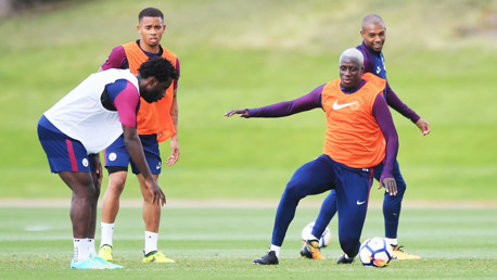MIDDLE MAN: Benjamin Mendy gives chase.