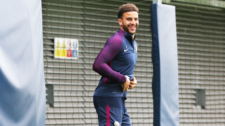 TIME FOR TRAINING: Kyle Walker is a happy man at today's practice