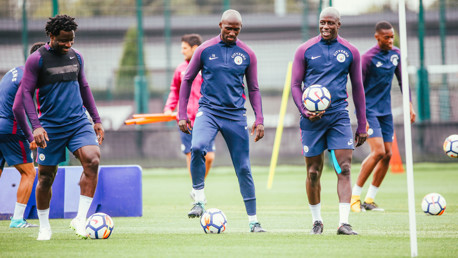 BALL WORK: Getting ready for Tuesday's session.