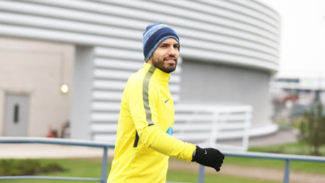 THE MAIN MAN: Sergio with a big fat smile as he heads to practice.