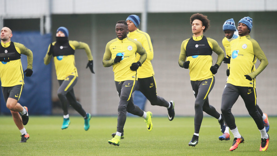 SQUAD GOALS: The lads run the hard yards.