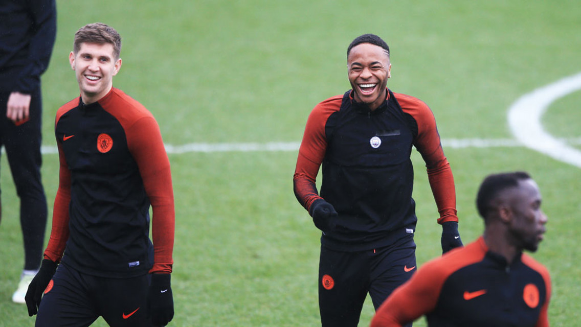 LAUGH OUT LOUD: John Stones and Raheem Sterling
