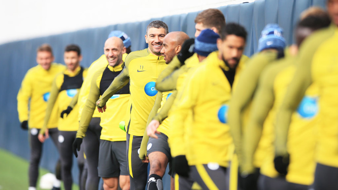 A RARITY: Even Aleks Kolarov flashed the pearly whites!