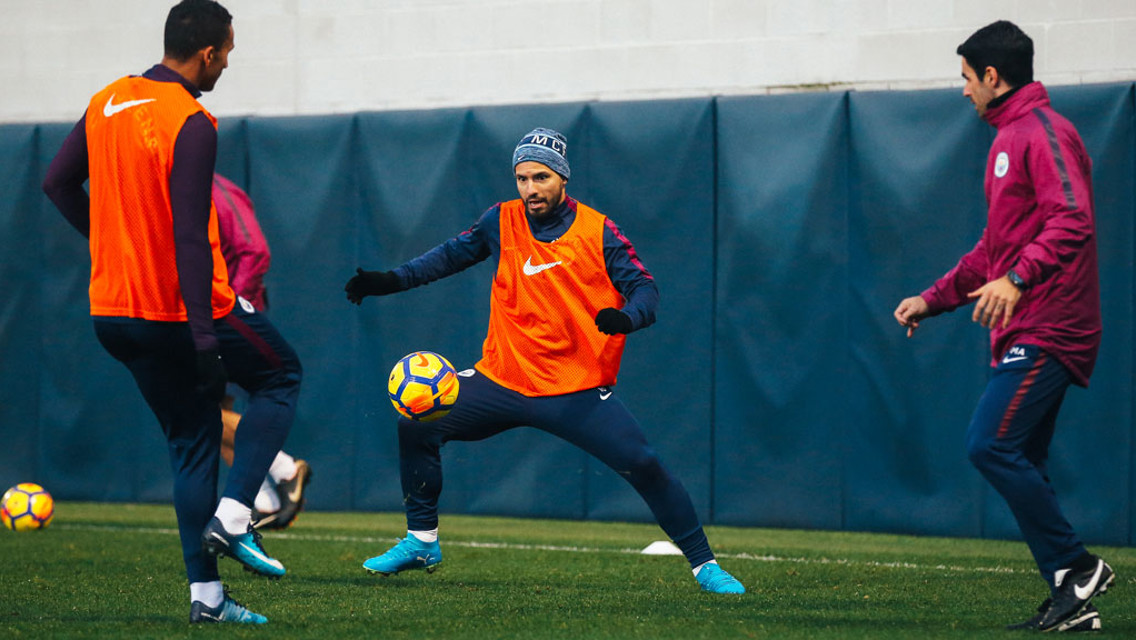 CONTROL: Sergio Aguero in full control of the ball