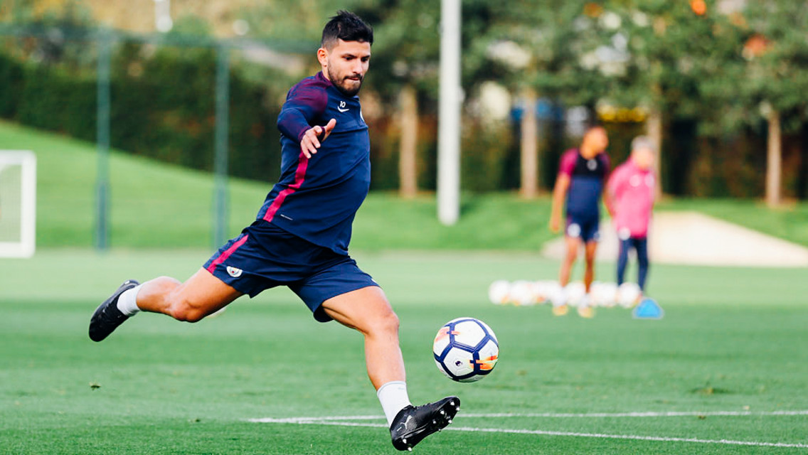 STRIKE: Sergio Aguero unleashes a powerful effort