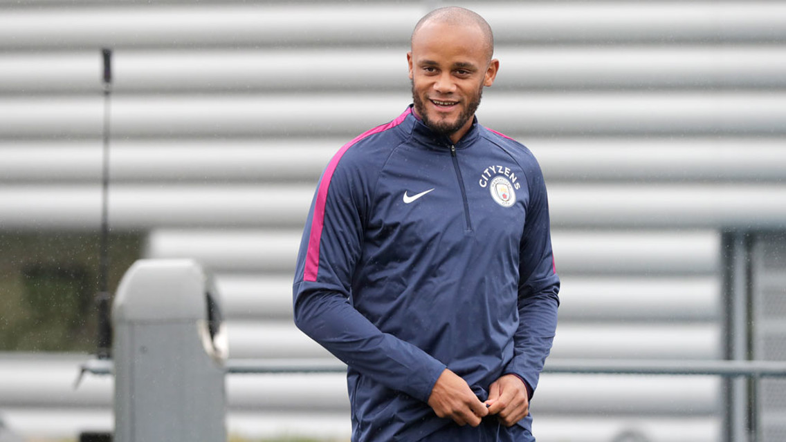 SMILING SKIPPER: Vincent Kompany heads out 