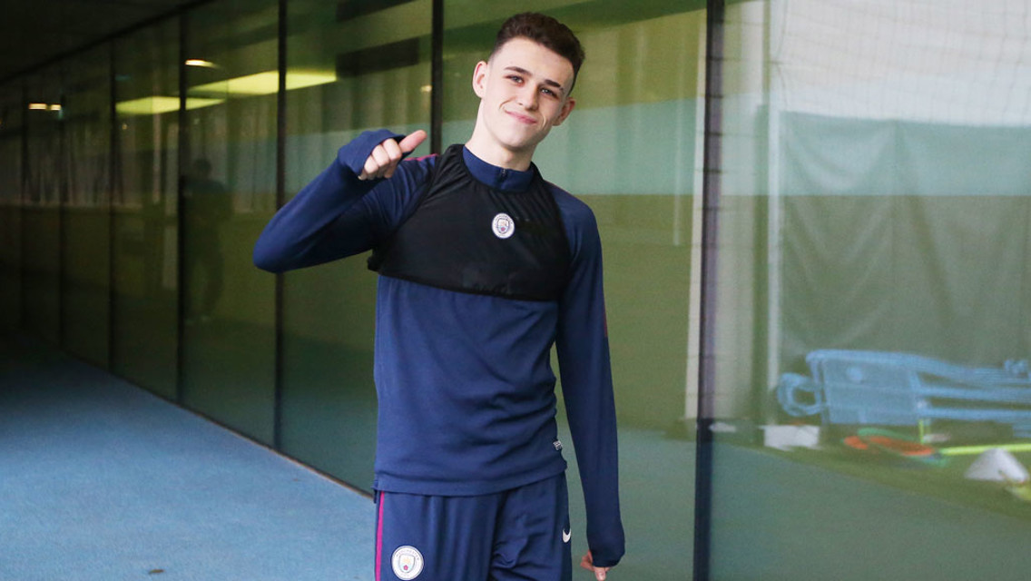 PHIL YOUR BOOTS: Great to see Phil Foden back on the training ground