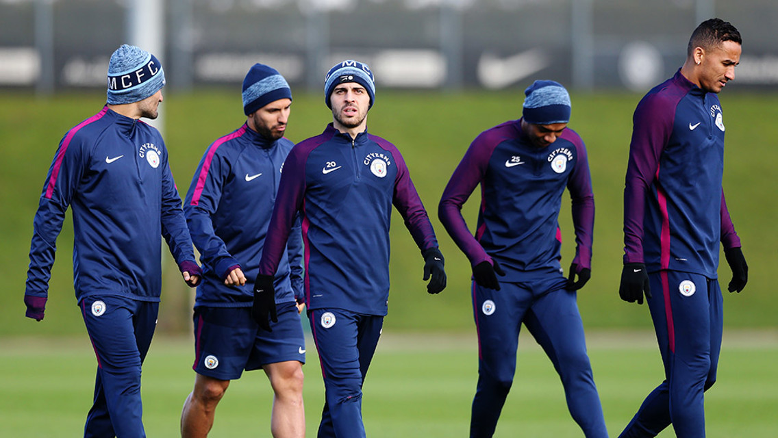 TOGETHER: The boys cool down after Wigan 