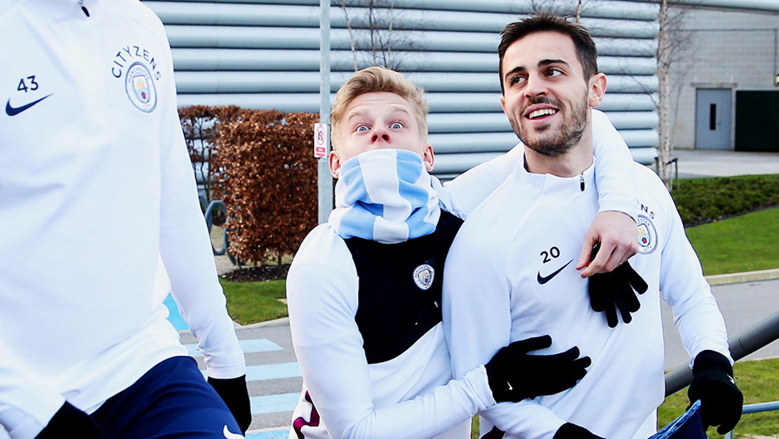 FUNKY FACE: Zinchenko and Bernardo making faces