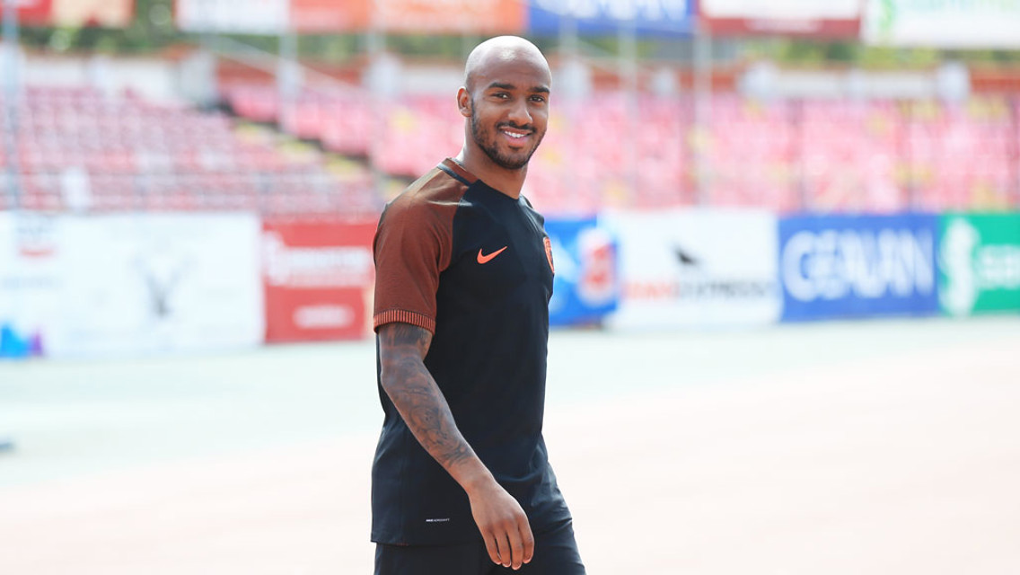 SMILE: Delph says 'cheese' in front of our club photographer