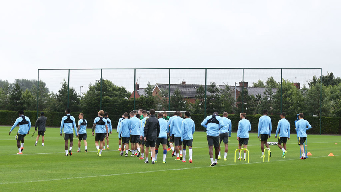 SQUAD GOALS: The weather might be dull, but spirits in the camp are high.