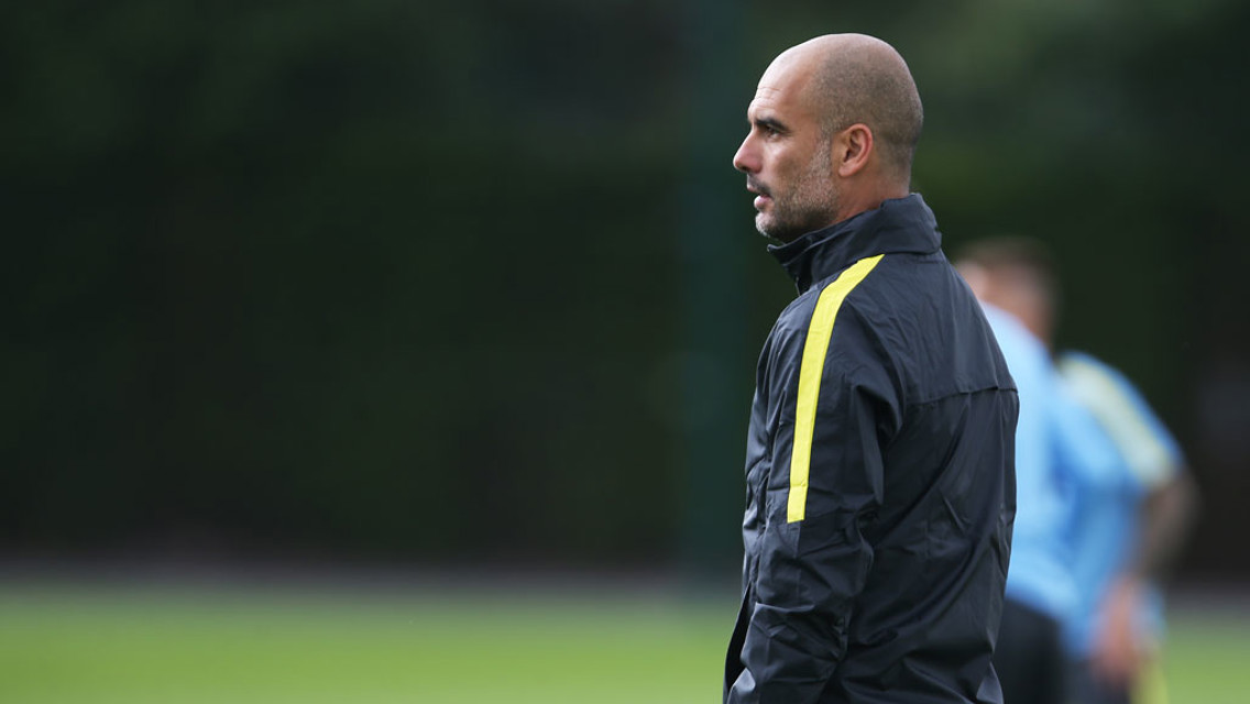 Pep stares header