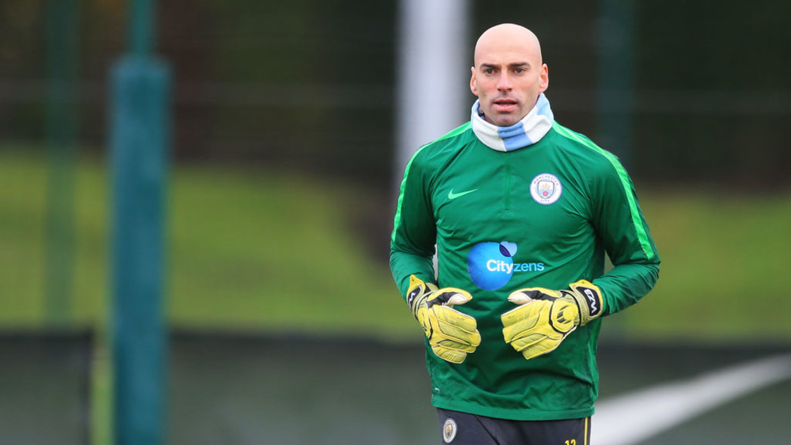 THE MAN: Willy Caballero jogs during training