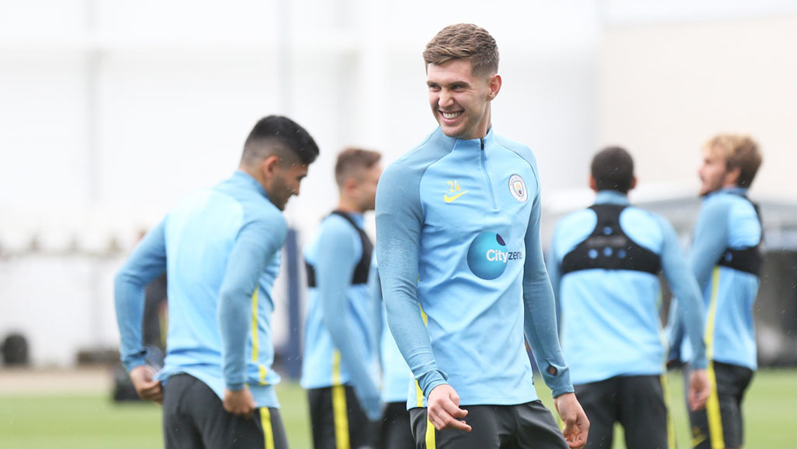 SMILING JOHN: Could Stones make his Manchester derby debut tomorrow?