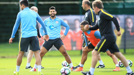 LIMBERING UP: Sergio and Aleks get ready for Thursday's session.