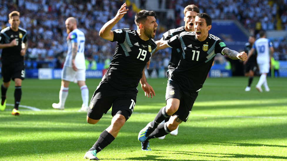 OFF AND RUNNING: Aguero celebrates, but his side was held to a 1-1 draw