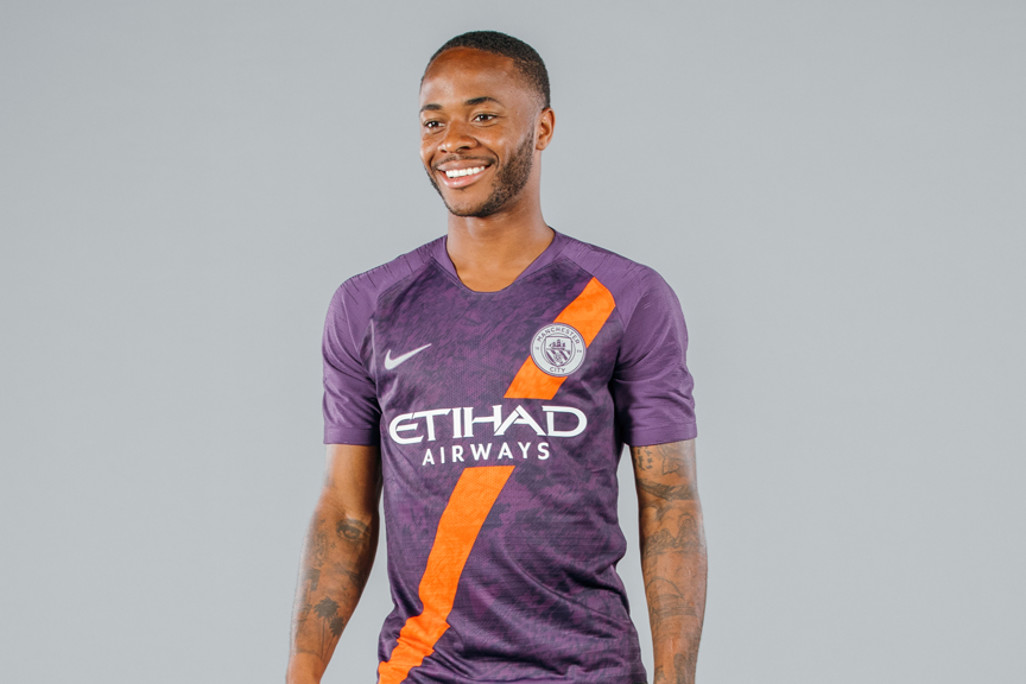 WING COMMAND: Raheem Sterling dons City's new third kit