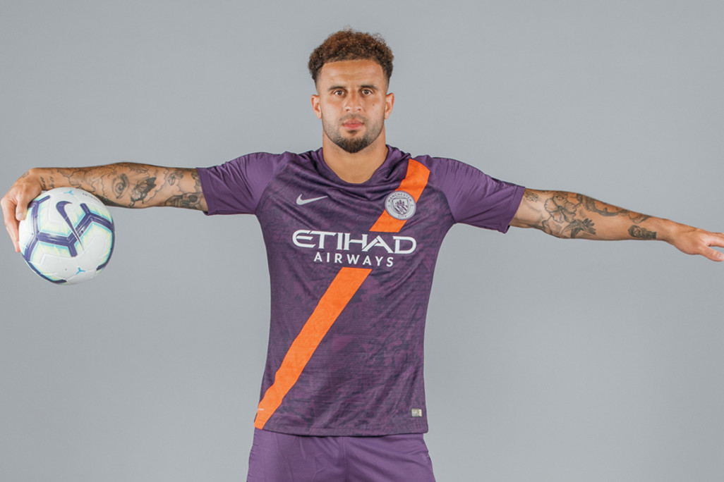 WALK THIS WAY... Kyle Walker looks more than at home wearing City's new third strip