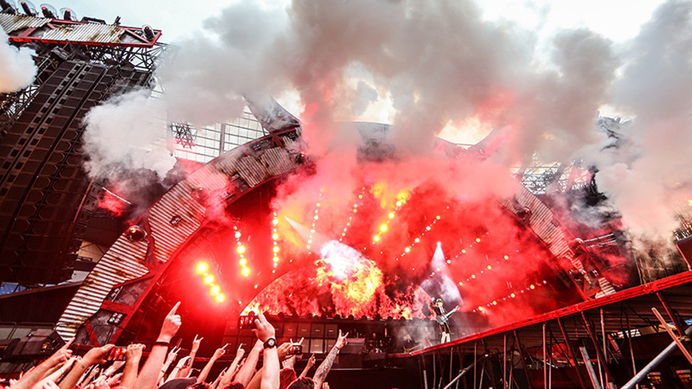 AC/DC explode onto stage - quite literally!