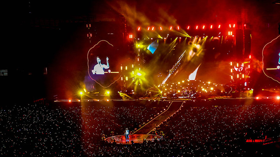 LIGHT SHOW: The Etihad lit up