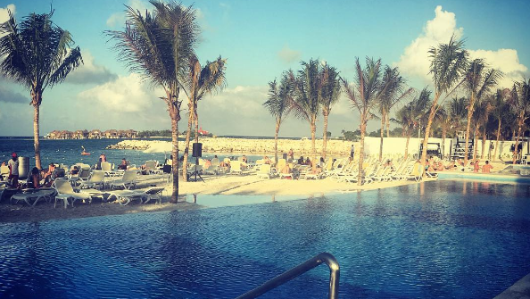 JAMAICA: Duggan chilling in an infinity pool at a Jamaican hotel.