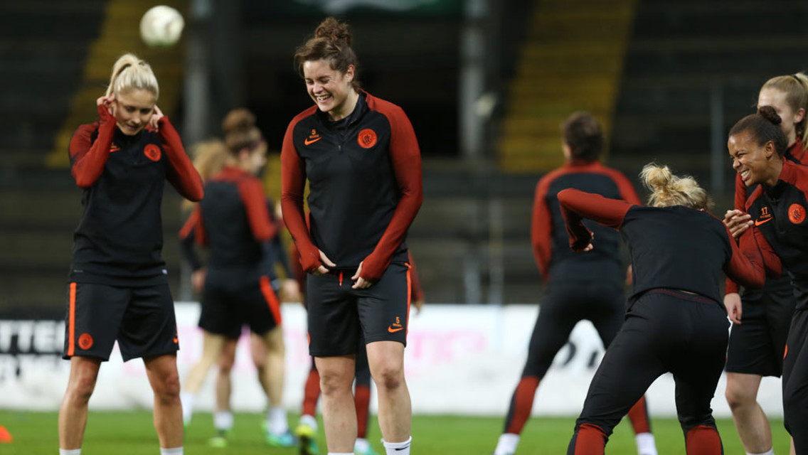 HYSTERICS: Something's tickled the team!