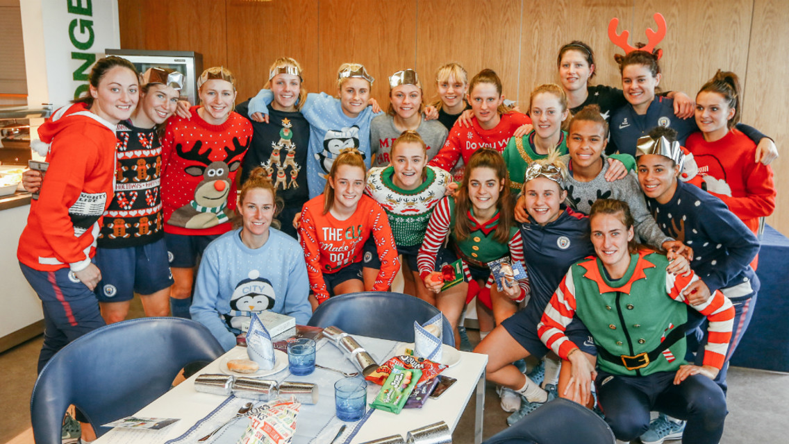 SQUAD: A group picture in their festive jumpers.