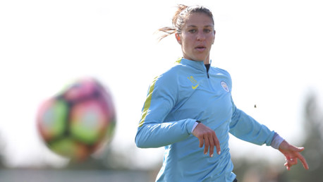 EYES ON THE PRIZE: Carli is focused on the ball.