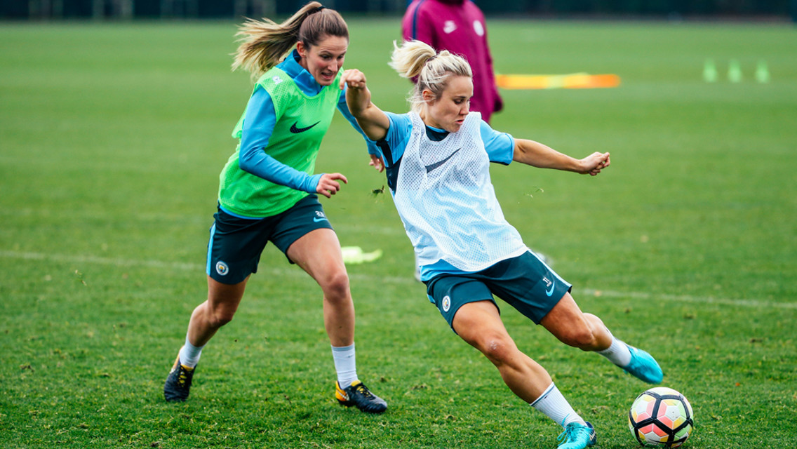 STRIKE: Izzy Christiansen practices ahead of Thursday's game.