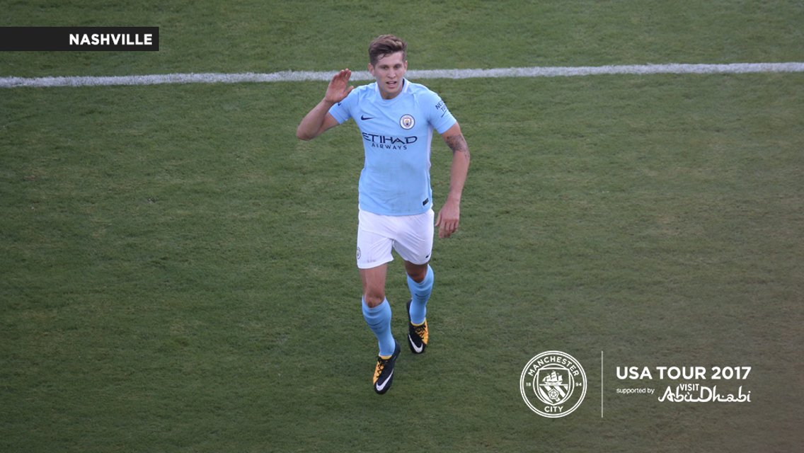 CELEBRATE: John Stones celebrates his goal