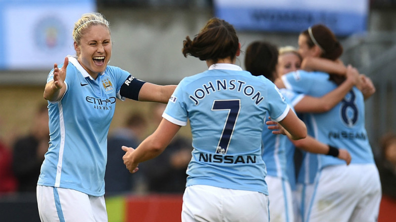 Steph Houghton celebrates v Chelsea
