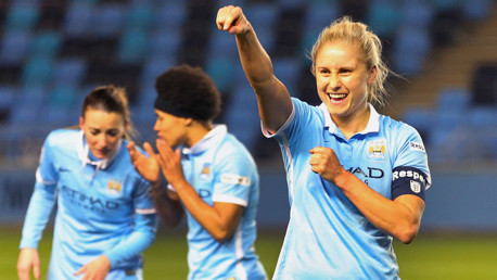 Steph Houghton celebrates with fans