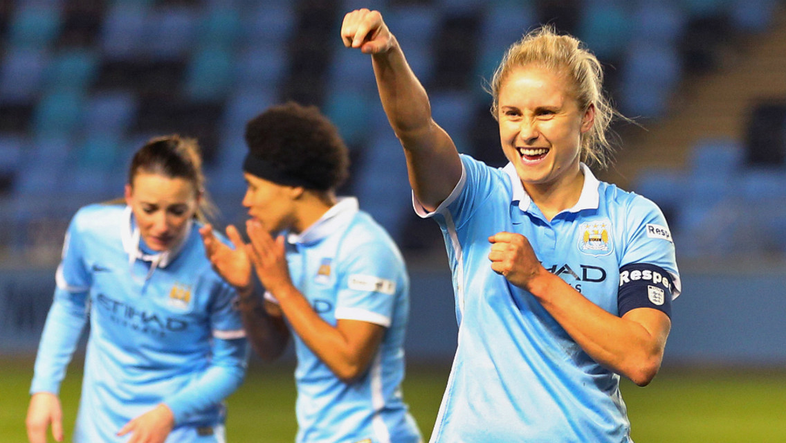 Steph Houghton celebrates with fans