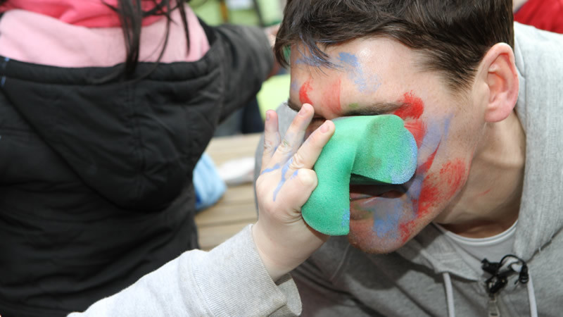 Gareth gets his face painted at the adventure farm