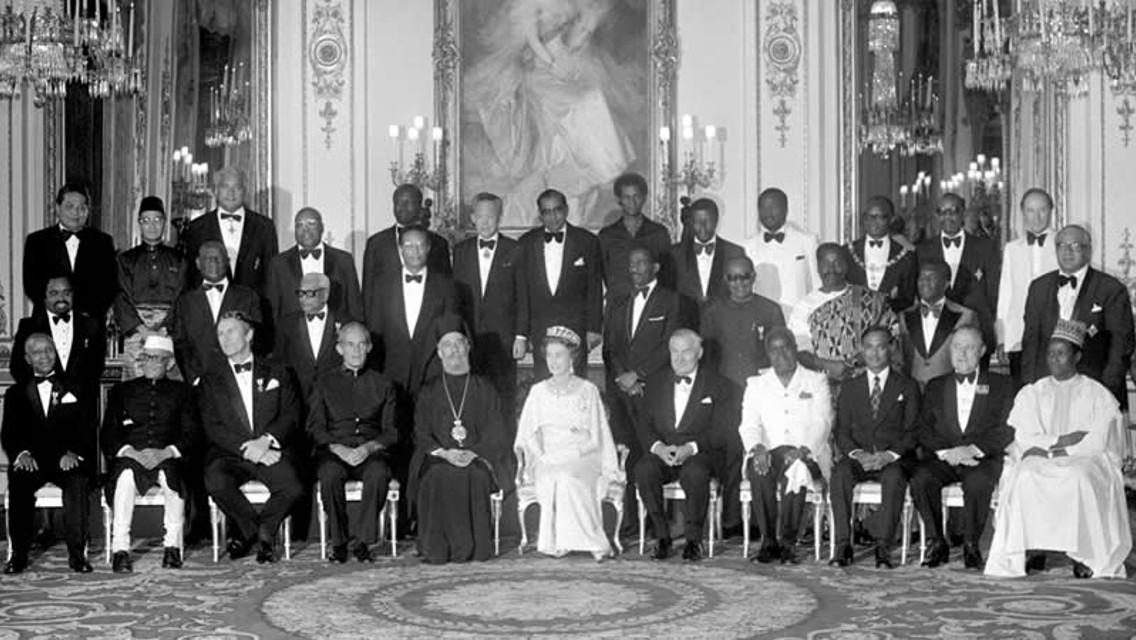 Queen Elizabeth II with commonwealth leaders 1977