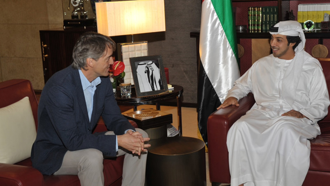 Sheikh Mansour and Roberto Mancini