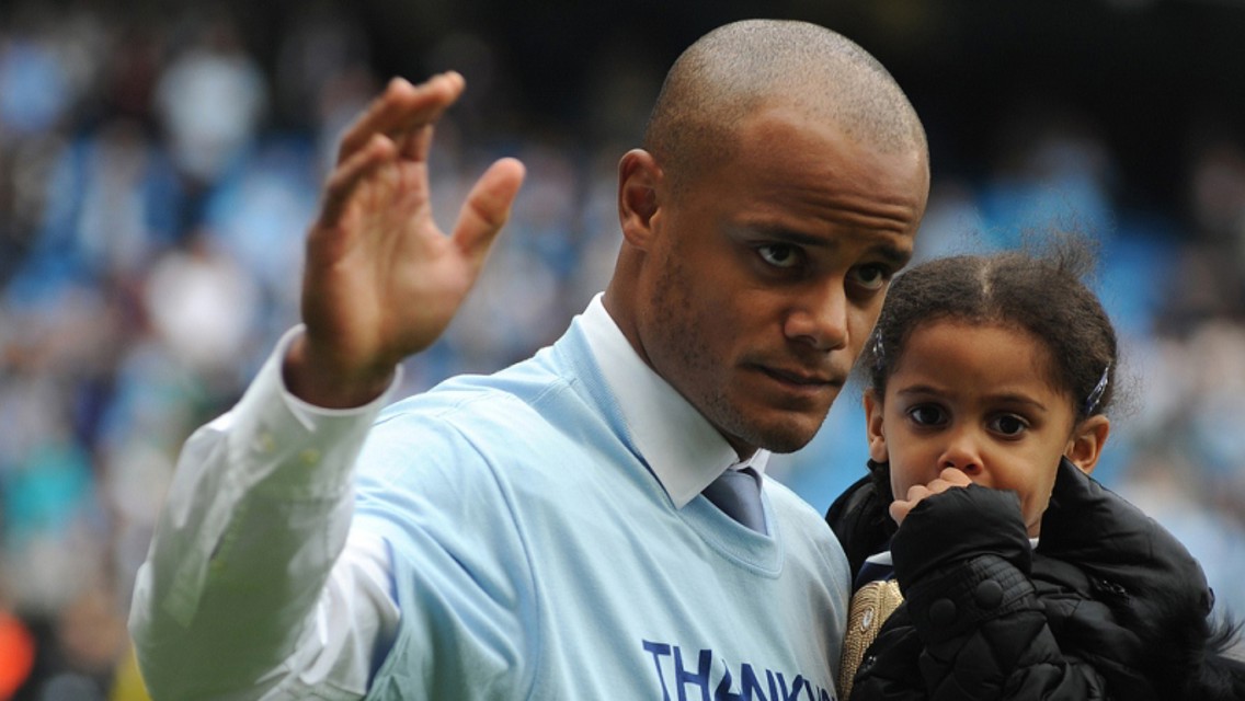 The captain with his daughter on the Etihad pitch