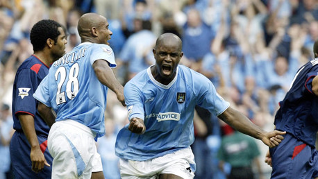 David Sommeil scores the first competitive City goal at the stadium in the 1-1 draw with Portsmouth.